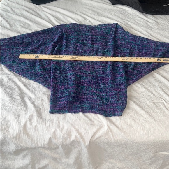 Handwoven Cardigan Sweater Jane Frenke's Loom Room Purple and Blue Weaver - Picture 5 of 7